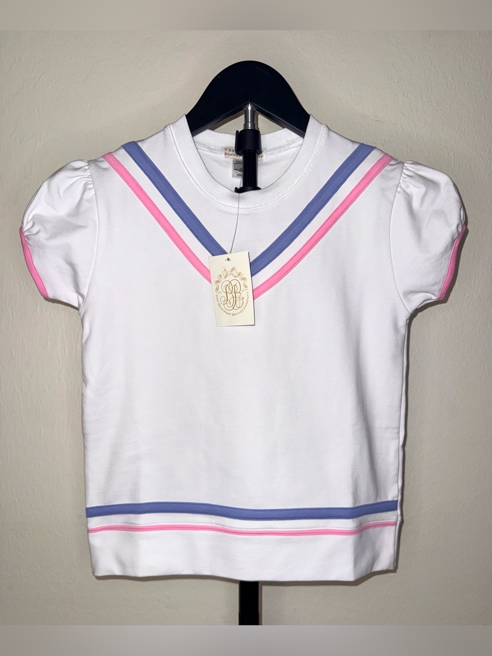 The Beaufort Bonnet Company Short Puff Sleeve Cassidy Comfy Crewneck, sz 7, NWT